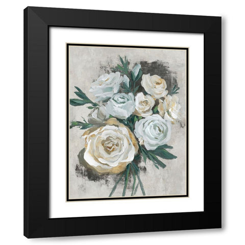 White Bouquet of Florals I Black Modern Wood Framed Art Print with Double Matting by Aria K
