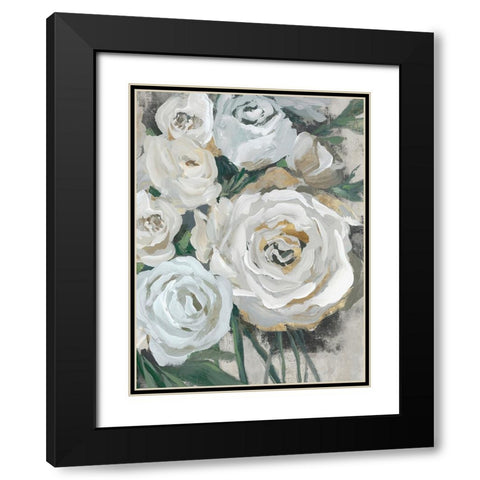 White Bouquet of Florals II Black Modern Wood Framed Art Print with Double Matting by Aria K