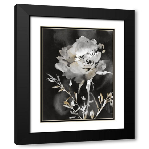 Moody Floral I Black Modern Wood Framed Art Print with Double Matting by Aria K
