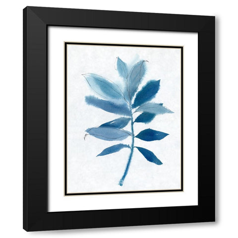 Modern Blue Botanical I Black Modern Wood Framed Art Print with Double Matting by Aria K