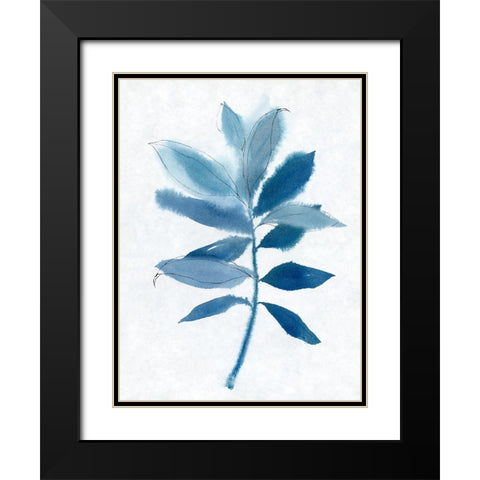 Modern Blue Botanical I Black Modern Wood Framed Art Print with Double Matting by Aria K