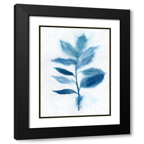 Modern Blue Botanical II Black Modern Wood Framed Art Print with Double Matting by Aria K