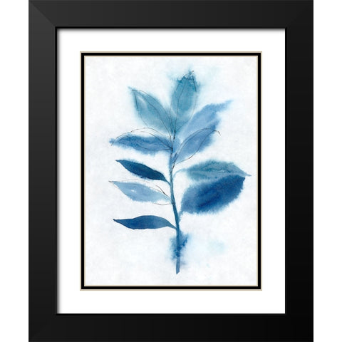 Modern Blue Botanical II Black Modern Wood Framed Art Print with Double Matting by Aria K
