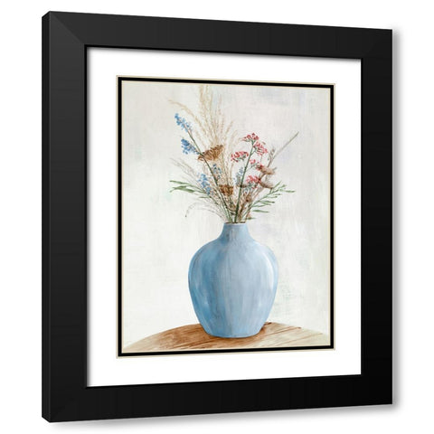 Spring Bouquet Vase I Black Modern Wood Framed Art Print with Double Matting by Aria K