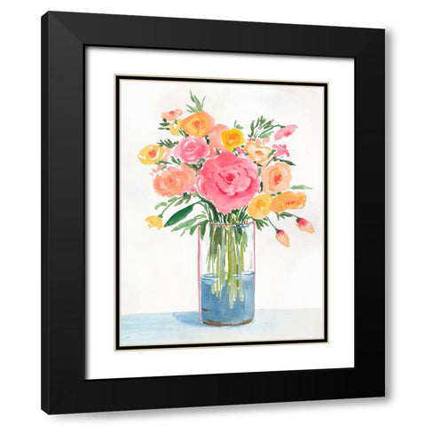 Bright Flowers I Black Modern Wood Framed Art Print with Double Matting by Aria K