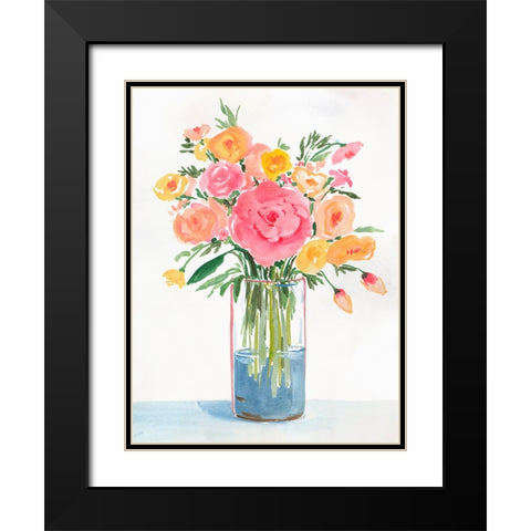 Bright Flowers I Black Modern Wood Framed Art Print with Double Matting by Aria K