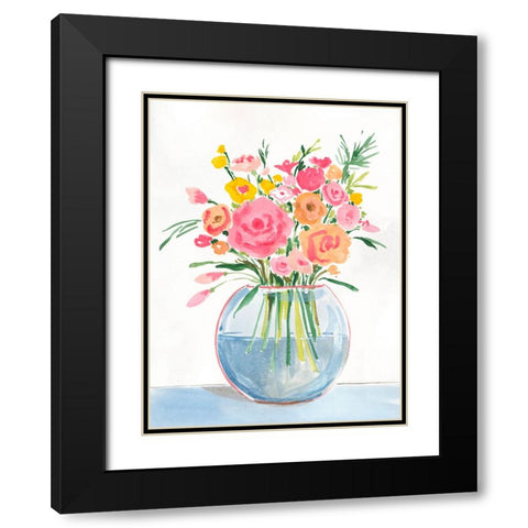 Bright Flowers II Black Modern Wood Framed Art Print with Double Matting by Aria K