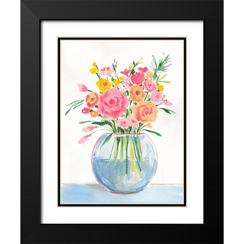 Bright Flowers II Black Modern Wood Framed Art Print with Double Matting by Aria K