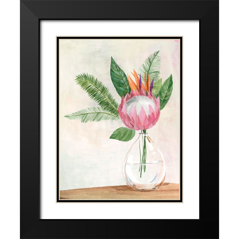 Tropical Vase II Black Modern Wood Framed Art Print with Double Matting by Aria K