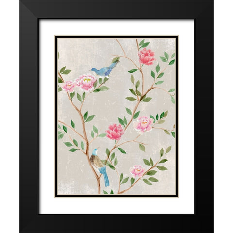 Bird Garden I Black Modern Wood Framed Art Print with Double Matting by Aria K