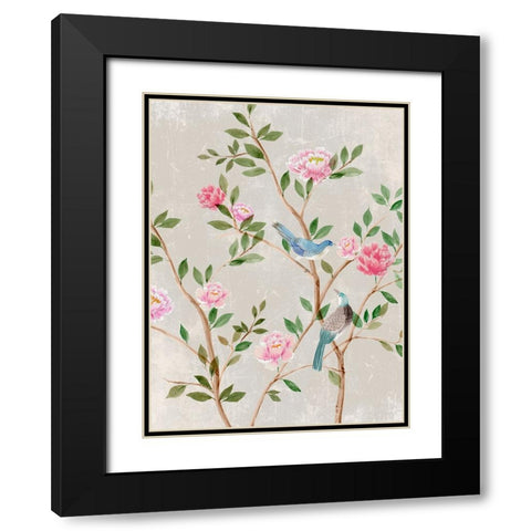 Bird Garden II Black Modern Wood Framed Art Print with Double Matting by Aria K