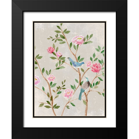 Bird Garden II Black Modern Wood Framed Art Print with Double Matting by Aria K