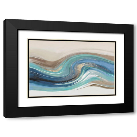 Blue Elements II Black Modern Wood Framed Art Print with Double Matting by Peal, Emma