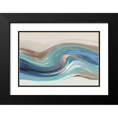 Blue Elements II Black Modern Wood Framed Art Print with Double Matting by Peal, Emma