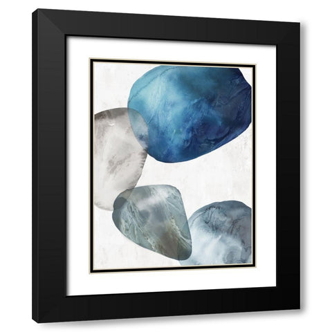 Flow of Blue I Black Modern Wood Framed Art Print with Double Matting by Peal, Emma