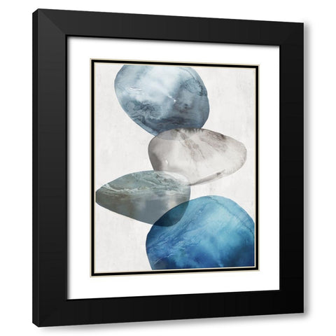Flow of Blue II Black Modern Wood Framed Art Print with Double Matting by Peal, Emma
