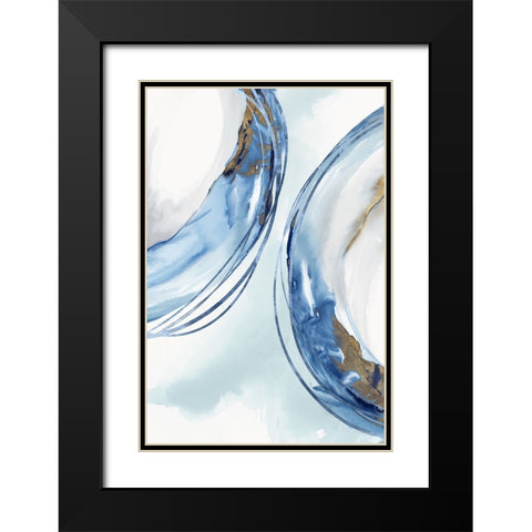 Blue Water Rings I Black Modern Wood Framed Art Print with Double Matting by Peal, Emma