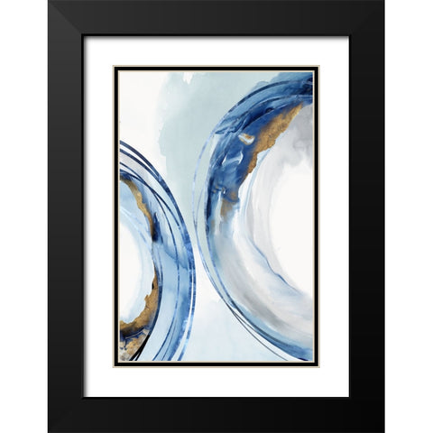 Blue Water Rings II Black Modern Wood Framed Art Print with Double Matting by Peal, Emma