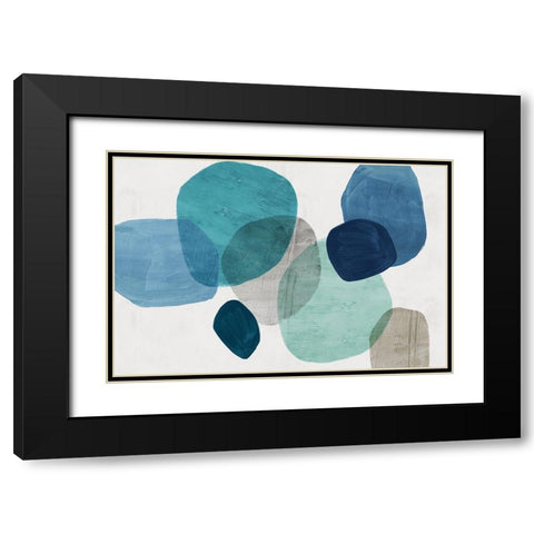 Blue Stone Pebbles I Black Modern Wood Framed Art Print with Double Matting by Peal, Emma