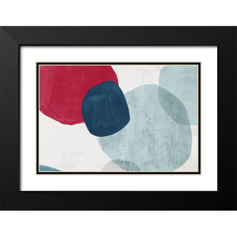 Red and Blue Pebbles I Black Modern Wood Framed Art Print with Double Matting by Peal, Emma