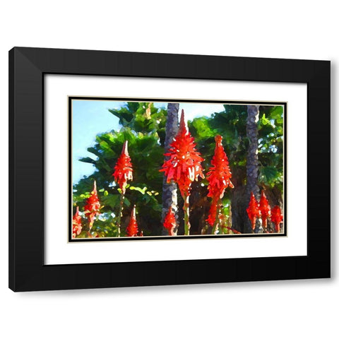 Succulents with Palm Trees Black Modern Wood Framed Art Print with Double Matting by Vangsgard, Amy