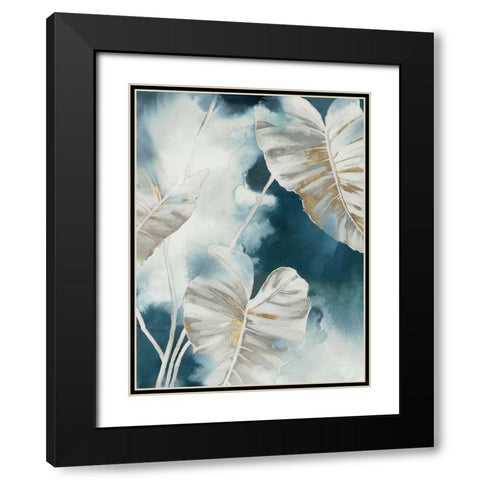 Blue Tropical Palms  Black Modern Wood Framed Art Print with Double Matting by Black, Alex