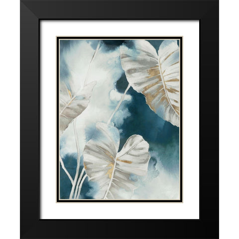 Blue Tropical Palms  Black Modern Wood Framed Art Print with Double Matting by Black, Alex