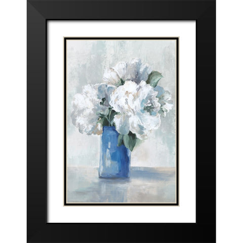 Rustic White Flowers Black Modern Wood Framed Art Print with Double Matting by Black, Alex