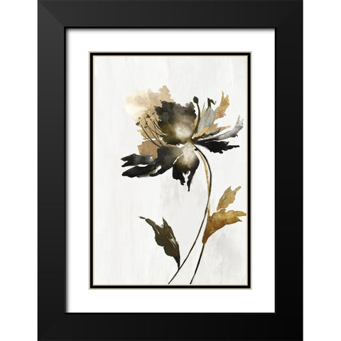 Black and Gold Floral Black Modern Wood Framed Art Print with Double Matting by Black, Alex