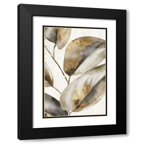 Marco Leaves II Black Modern Wood Framed Art Print with Double Matting by Black, Alex