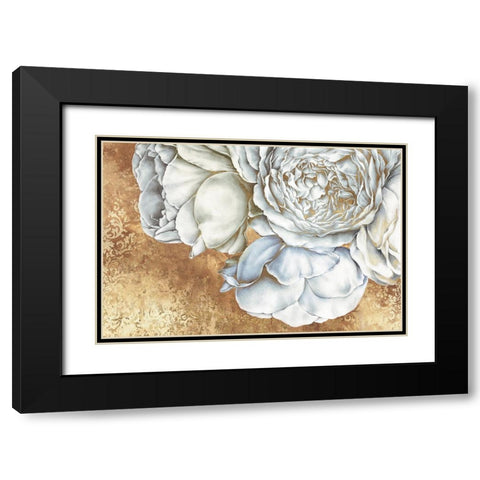 Golden Floral Damask Black Modern Wood Framed Art Print with Double Matting by Black, Alex