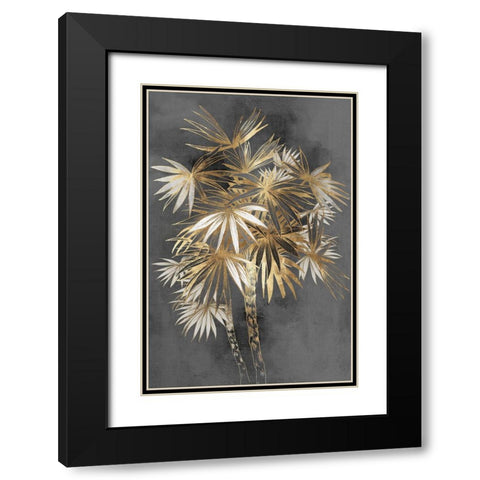 Golden Palm Tree Black Modern Wood Framed Art Print with Double Matting by Black, Alex