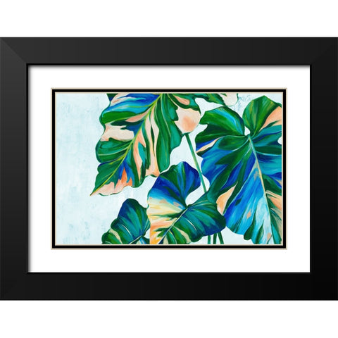Blue Tropical Leaves I Black Modern Wood Framed Art Print with Double Matting by Black, Alex