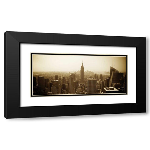 New York Skyline Black Modern Wood Framed Art Print with Double Matting by Gannos, Bill