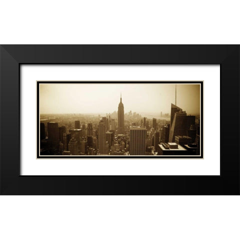 New York Skyline Black Modern Wood Framed Art Print with Double Matting by Gannos, Bill