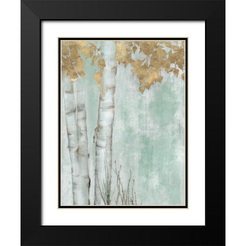 Golden Leaves I Black Modern Wood Framed Art Print with Double Matting by Hawksley, Beverley
