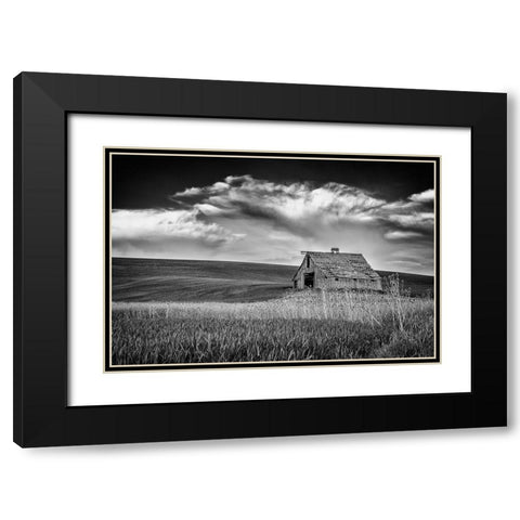 Old Barn Sunset Black Modern Wood Framed Art Print with Double Matting by Berk