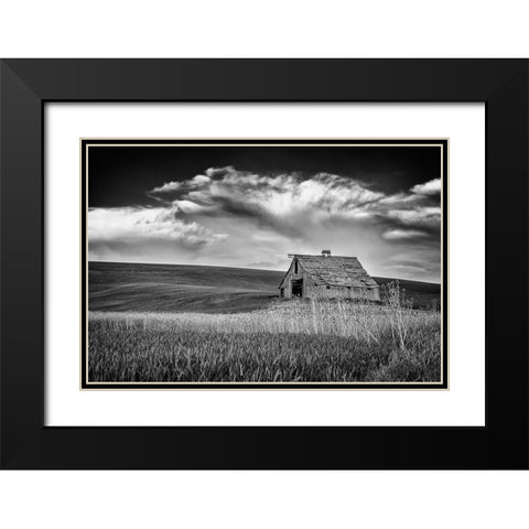 Old Barn Sunset Black Modern Wood Framed Art Print with Double Matting by Berk