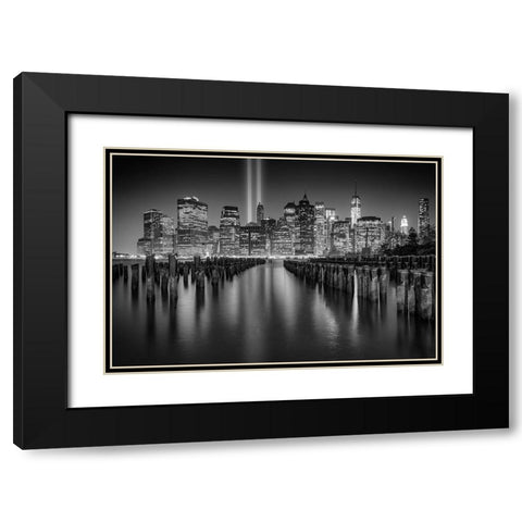 Tribute to NYC Black Modern Wood Framed Art Print with Double Matting by Berk