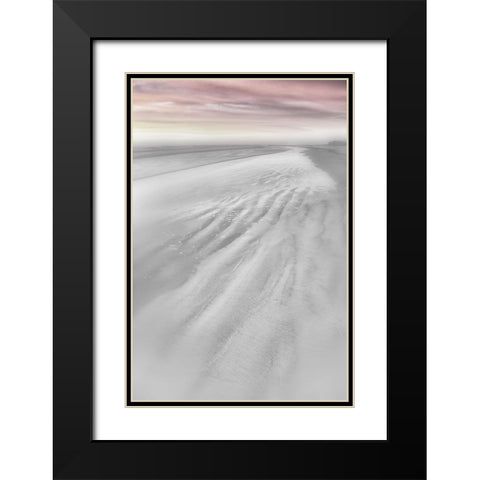Pink Beach Walk  Black Modern Wood Framed Art Print with Double Matting by Connolly, Karin