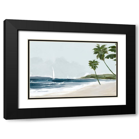 Secluded Palm Beach Black Modern Wood Framed Art Print with Double Matting by Jacob Q