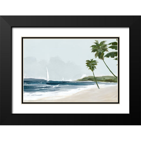 Secluded Palm Beach Black Modern Wood Framed Art Print with Double Matting by Jacob Q