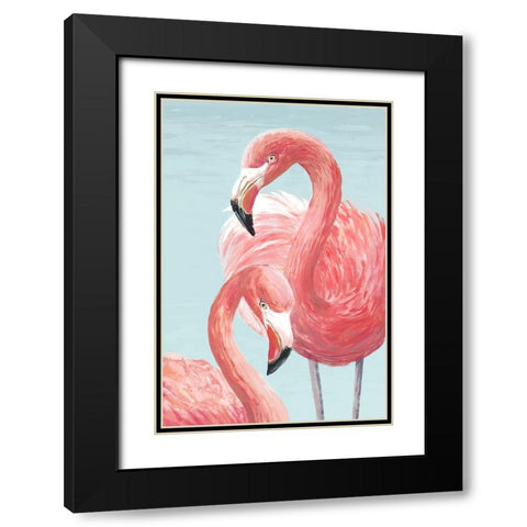 Majestic Flamingos Black Modern Wood Framed Art Print with Double Matting by Jacob Q
