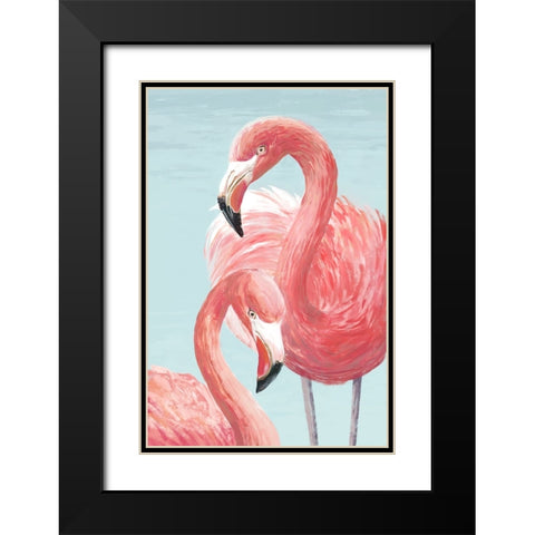 Majestic Flamingos Black Modern Wood Framed Art Print with Double Matting by Jacob Q
