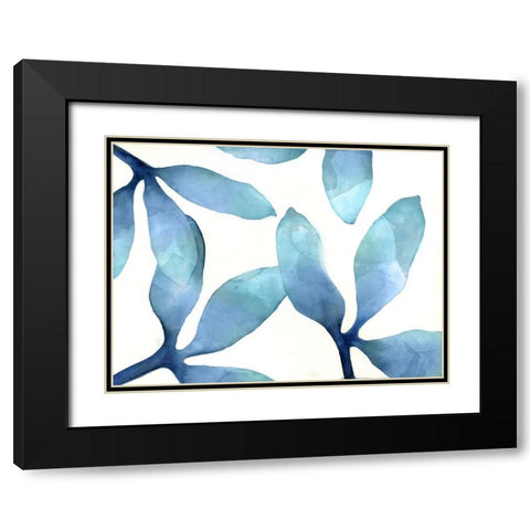Indigo Blossoms III Black Modern Wood Framed Art Print with Double Matting by Hendrick, Cathy