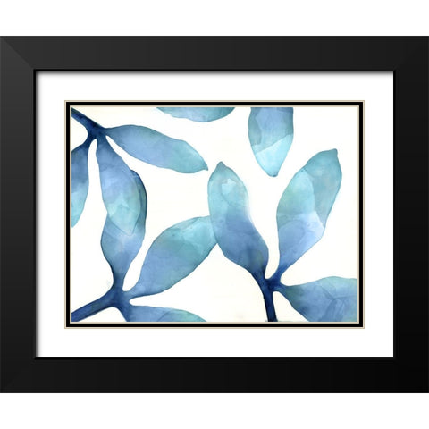 Indigo Blossoms III Black Modern Wood Framed Art Print with Double Matting by Hendrick, Cathy