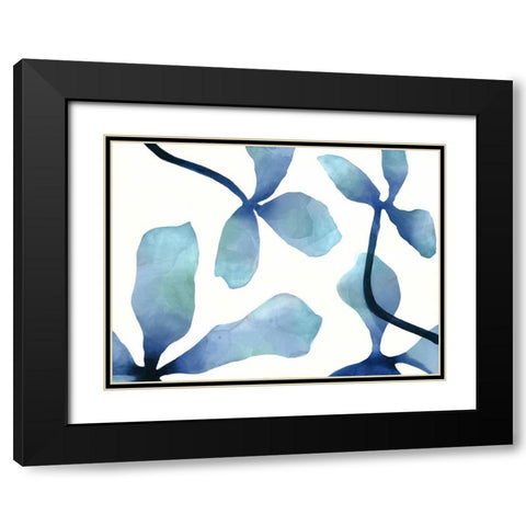 Indigo Blossoms IV Black Modern Wood Framed Art Print with Double Matting by Hendrick, Cathy