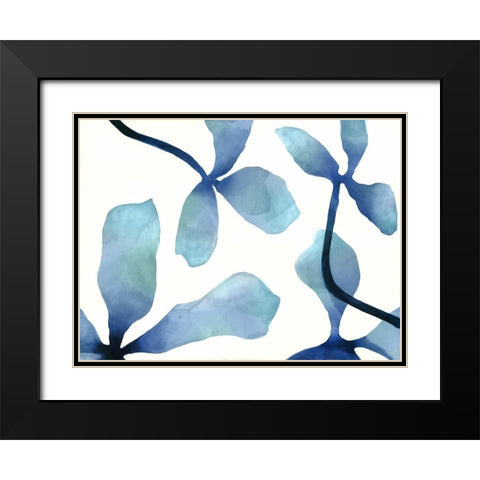 Indigo Blossoms IV Black Modern Wood Framed Art Print with Double Matting by Hendrick, Cathy