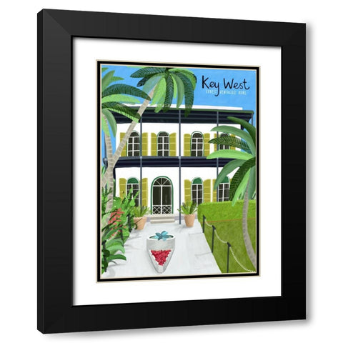 Key West Hemingway Black Modern Wood Framed Art Print with Double Matting by Day, Carla