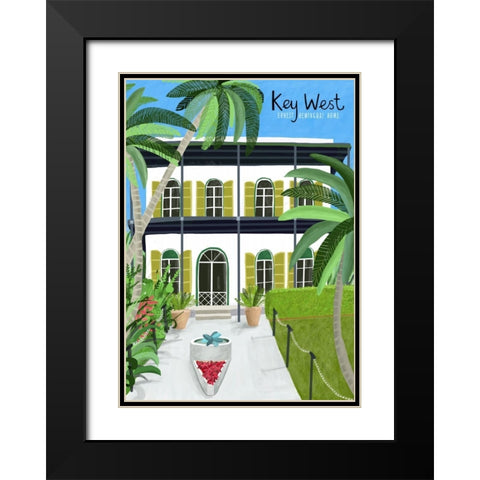 Key West Hemingway Black Modern Wood Framed Art Print with Double Matting by Day, Carla